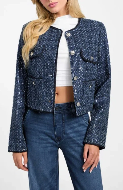 Guess Women's Elisa Collarless Jacket In Blue