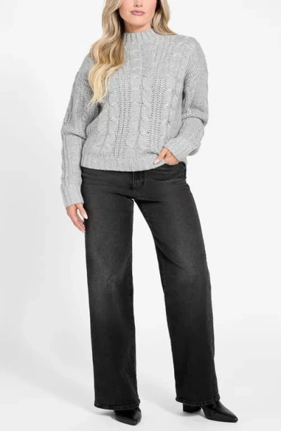 Guess Nathalie Cable Mock Neck Sweater In Gray