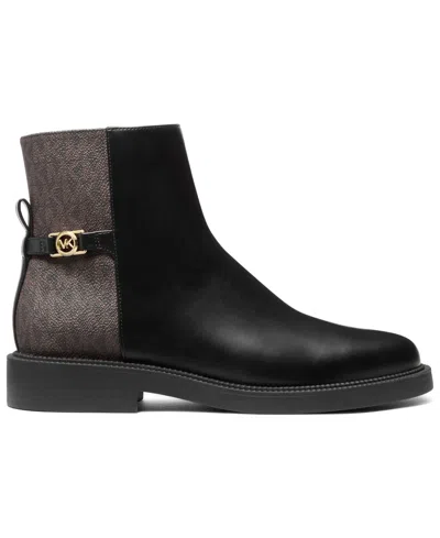 Michael Kors Buckle Logo Ankle Boots In Black