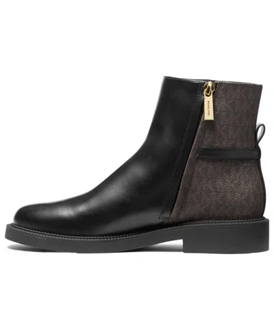Michael Kors Buckle Logo Ankle Boots In Black