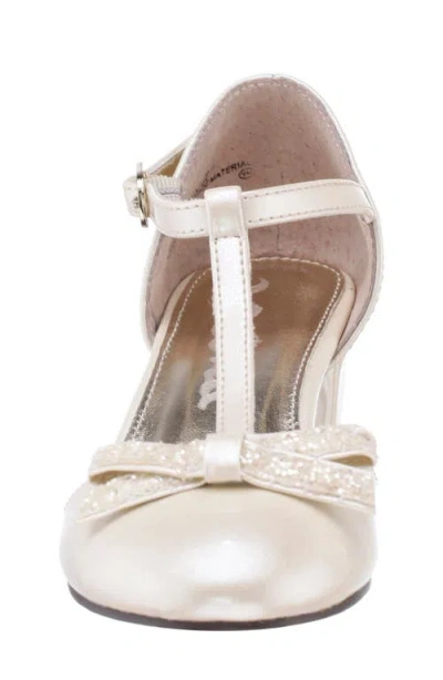 Nina Bow Detail T-strap Pump In Neutral