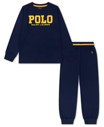 Polo Ralph Lauren Boys 8-20 2-piece Long Sleeve T-shirt And Pants Set In Blue