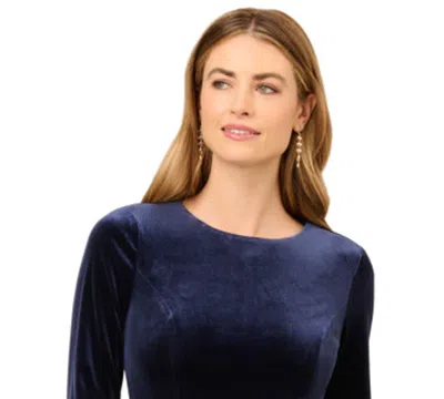 Adrianna Papell Velvet Combo Midi Dress In Blue