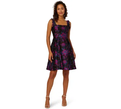 Adrianna Papell Women's Square Neck Ruffle Sleeve Midi Dress In Multi