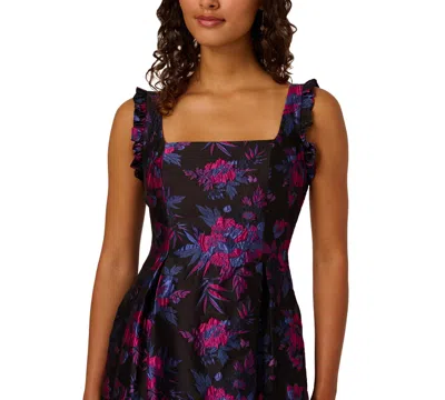 Adrianna Papell Women's Square Neck Ruffle Sleeve Midi Dress In Multi