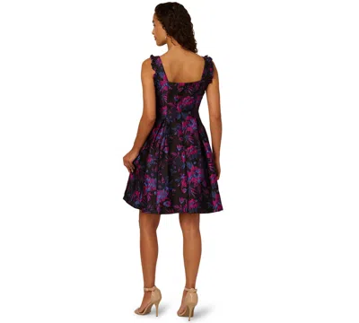 Adrianna Papell Women's Square Neck Ruffle Sleeve Midi Dress In Multi