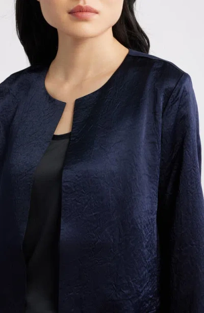 Eileen Fisher Crinkled Satin Crop Jacket In Blue
