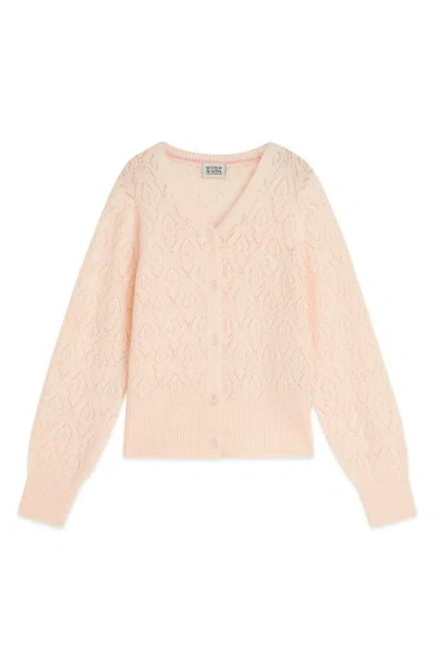 Scotch & Soda Kids' Pointelle Cardigan In Brown