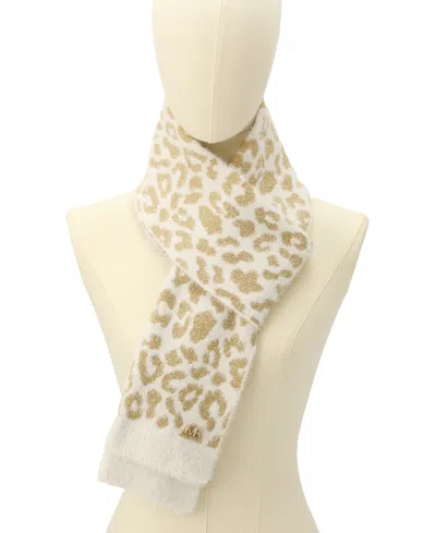 Michael Kors Michael  Women's Leopard Metallic Shimmer Scarf In Brown