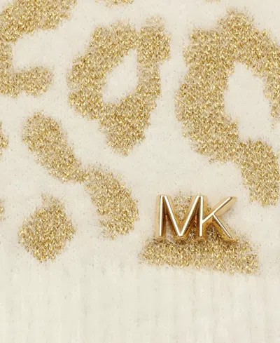 Michael Kors Michael  Women's Leopard Metallic Shimmer Scarf In Brown