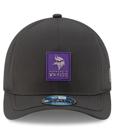New Era Men's Charcoal Minnesota Vikings 2025 Sideline Cold Weather 9forty M-crown Adjustable Hat In Black