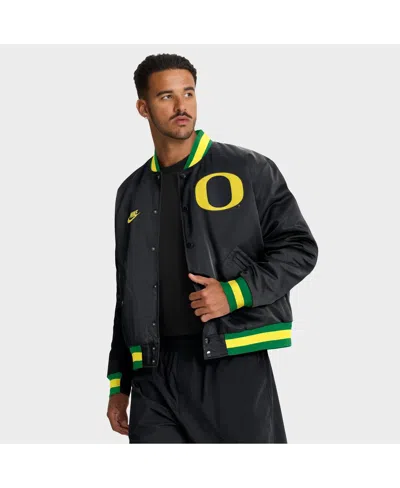 Nike Black Oregon Ducks Legacy Full-snap Bomber Jacket In Black