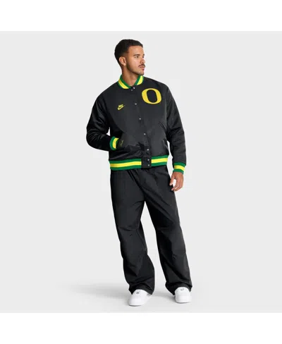 Nike Black Oregon Ducks Legacy Full-snap Bomber Jacket In Black