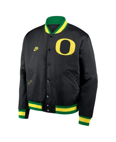 Nike Black Oregon Ducks Legacy Full-snap Bomber Jacket In Black