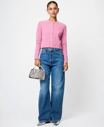 French Connection Tinsel Knit Slim Cardigan Sweater In Multi