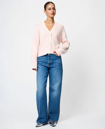 French Connection Embellished Baby Soft Knit Cardigan Sweater In Pink