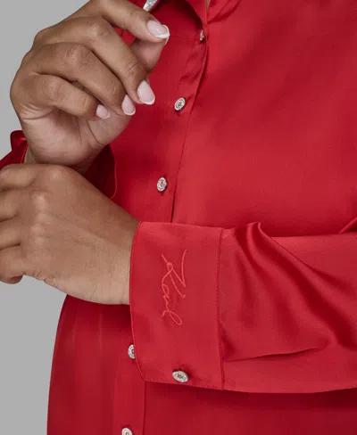 Karl Lagerfeld Women's Collared Neck Shirt In Multi