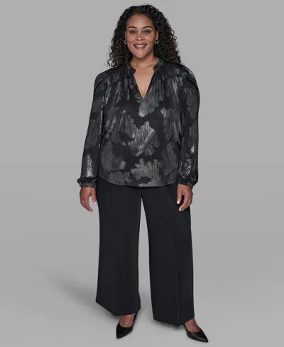 Karl Lagerfeld Plus Size Long Sleeve Top In Multi