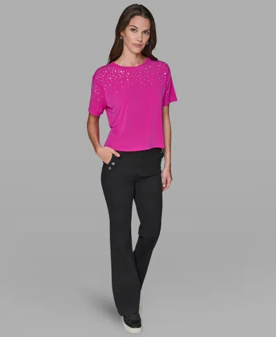 Karl Lagerfeld Women's Crewneck Embellished Top In Pink