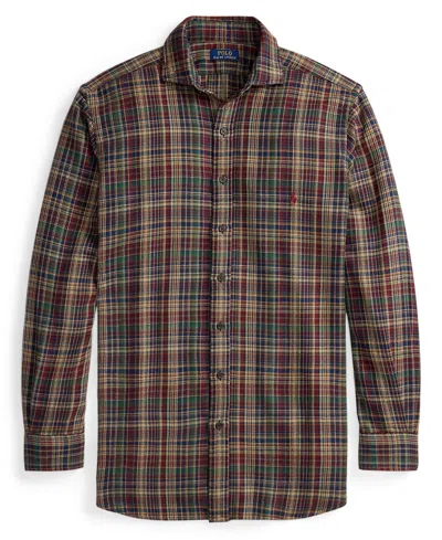 Polo Ralph Lauren Men's Big & Tall Plaid Brushed Flannel Shirt In Brown