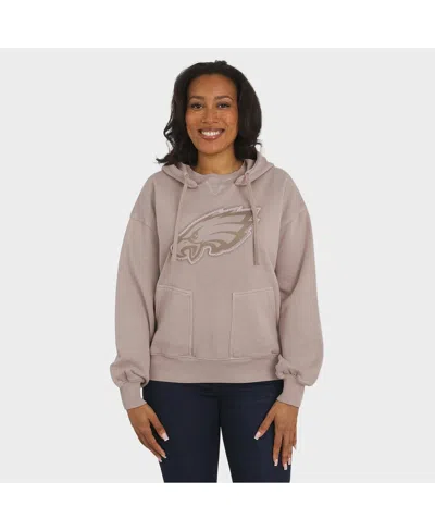 Wear By Erin Andrews Women's Tan Philadelphia Eagles Washed Pullover Crewdie In Brown