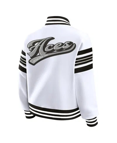 Wear By Erin Andrews White/black Las Vegas Aces Full-snap Fleece Sweatshirt Jacket In White