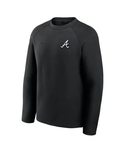Nike Men's Black Atlanta Braves Tech Fleece Raglan Sweatshirt | ModeSens