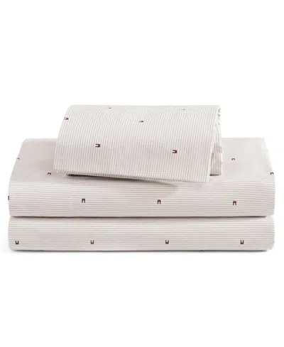 Tommy Hilfiger Ithaca Flag Stripe Cotton Percale 4-piece Sheet Set, Queen In Neutral
