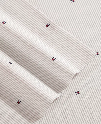 Tommy Hilfiger Ithaca Flag Stripe Cotton Percale 4-piece Sheet Set, Full In Neutral