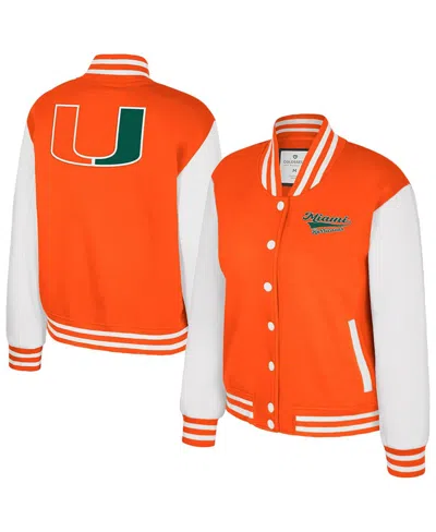 Colosseum Women's Orange Miami Hurricanes French Baguette Full Snap Fleece Jacket In Orange