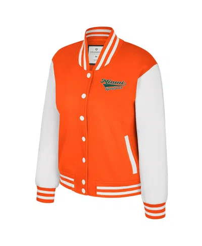 Colosseum Women's Orange Miami Hurricanes French Baguette Full Snap Fleece Jacket In Orange