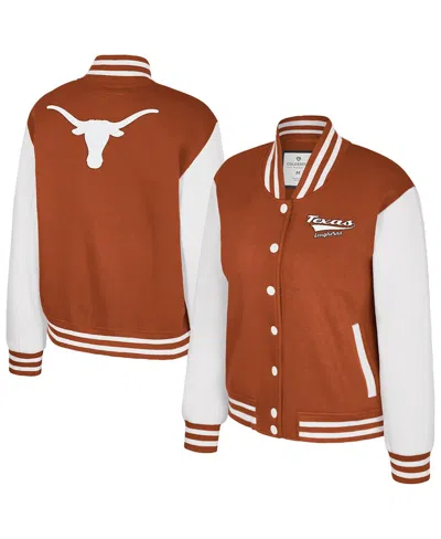 Colosseum Women's Texas Orange Texas Longhorns French Baguette Full Snap Fleece Jacket In Orange