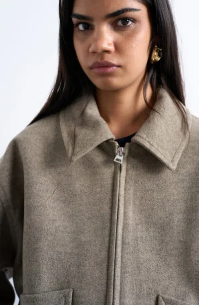 Topshop Crop Bomber Jacket In Neutral