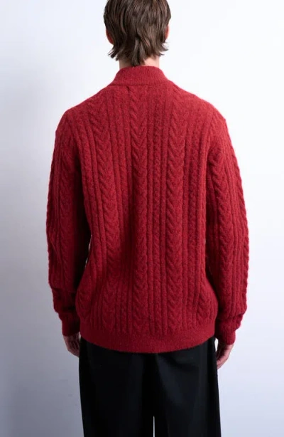 Topman Zip Through Funnel Neck Cardig In Red