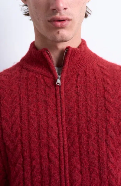 Topman Zip Through Funnel Neck Cardig In Red