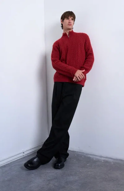 Topman Zip Through Funnel Neck Cardig In Red