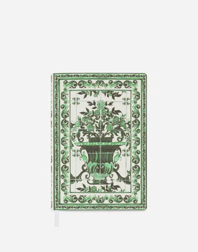 Dolce & Gabbana Medium Blank Notebook Textile Cover In Green
