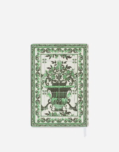 Dolce & Gabbana Medium Blank Notebook Textile Cover In Green