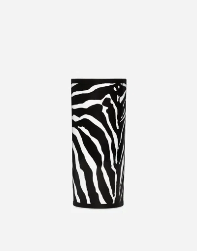 Dolce & Gabbana Cylindrical Porcelain Vase In Animal Print