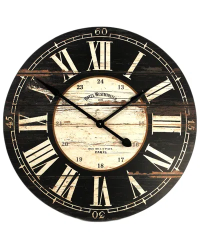 Zentique Worn Wood Oversized Clock In Black