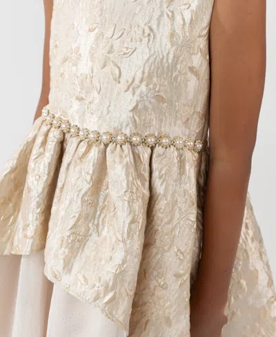 Rare Editions Girls 2t-6x Brocade Sleeveless Dress In Gold