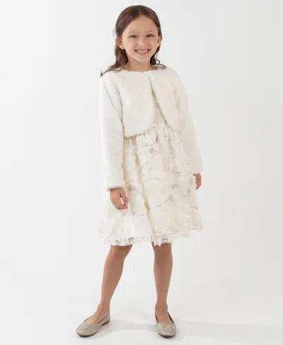 Rare Editions Girls 2t-6x 2-piece Bolero And Round Neck Dress Set In White