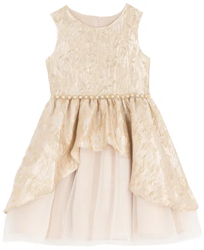 Rare Editions Girls 2t-6x Brocade Sleeveless Dress In Gold
