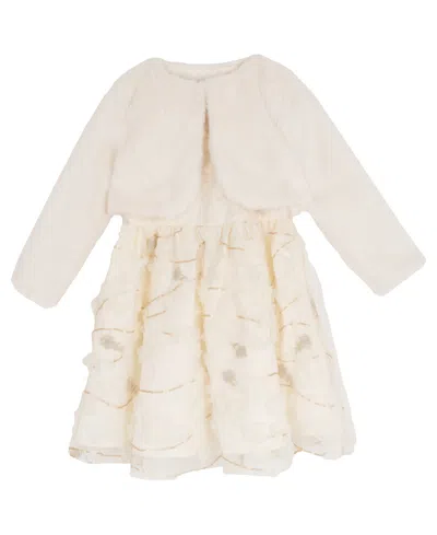 Rare Editions Girls 2t-6x 2-piece Bolero And Round Neck Dress Set In White