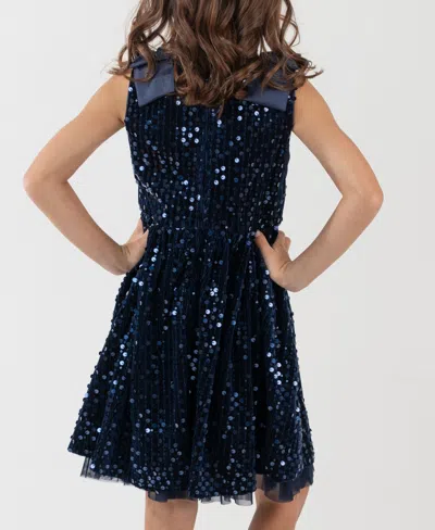 Rare Editions Girls 2t-6x Sequined Sleeveless Dress In Blue