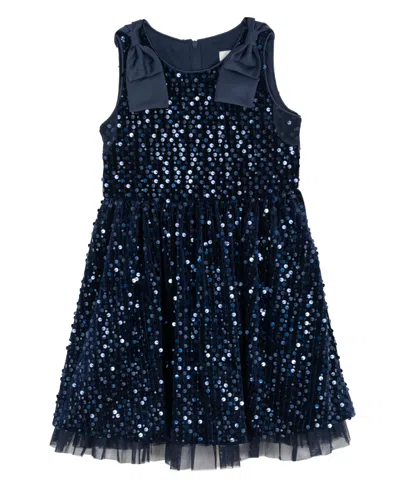 Rare Editions Girls 2t-6x Sequined Sleeveless Dress In Blue