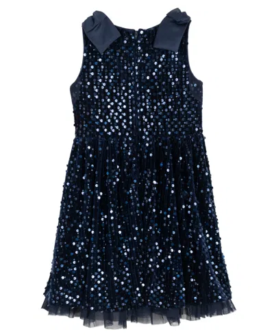 Rare Editions Girls 2t-6x Sequined Sleeveless Dress In Blue