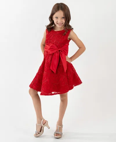 Rare Editions Girls 2t-6x Soutache Hi-low Sleeveless Dress In Red