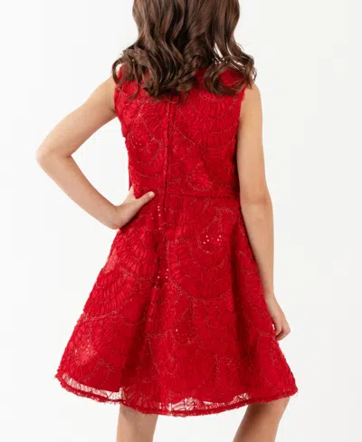 Rare Editions Girls 2t-6x Soutache Hi-low Sleeveless Dress In Red