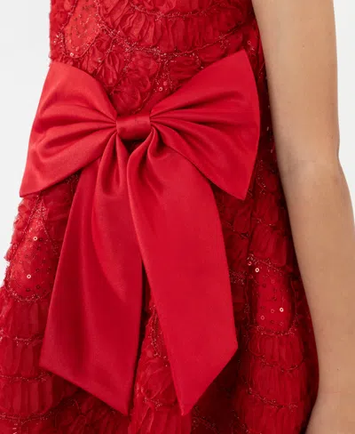 Rare Editions Girls 2t-6x Soutache Hi-low Sleeveless Dress In Red